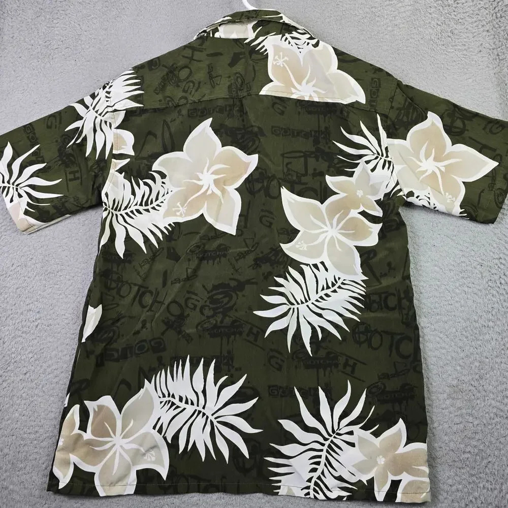 Gotcha Hawaiian‎ Button Front Shirt Men L (Medium) Green Tropical Surf Skater - Picture 10 of 10